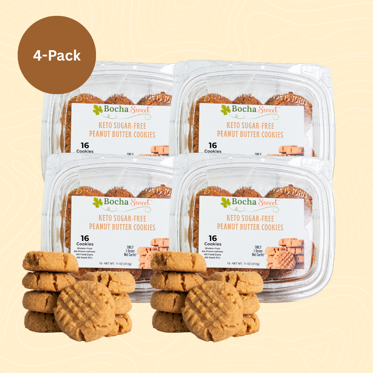 16 KETO PEANUT BUTTER COOKIES (GLUTEN FREE - 11 OZ)
