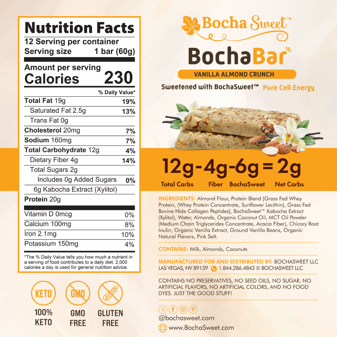 BOCHABAR - VANILLA ALMOND CRUNCH (BOX OF 12)