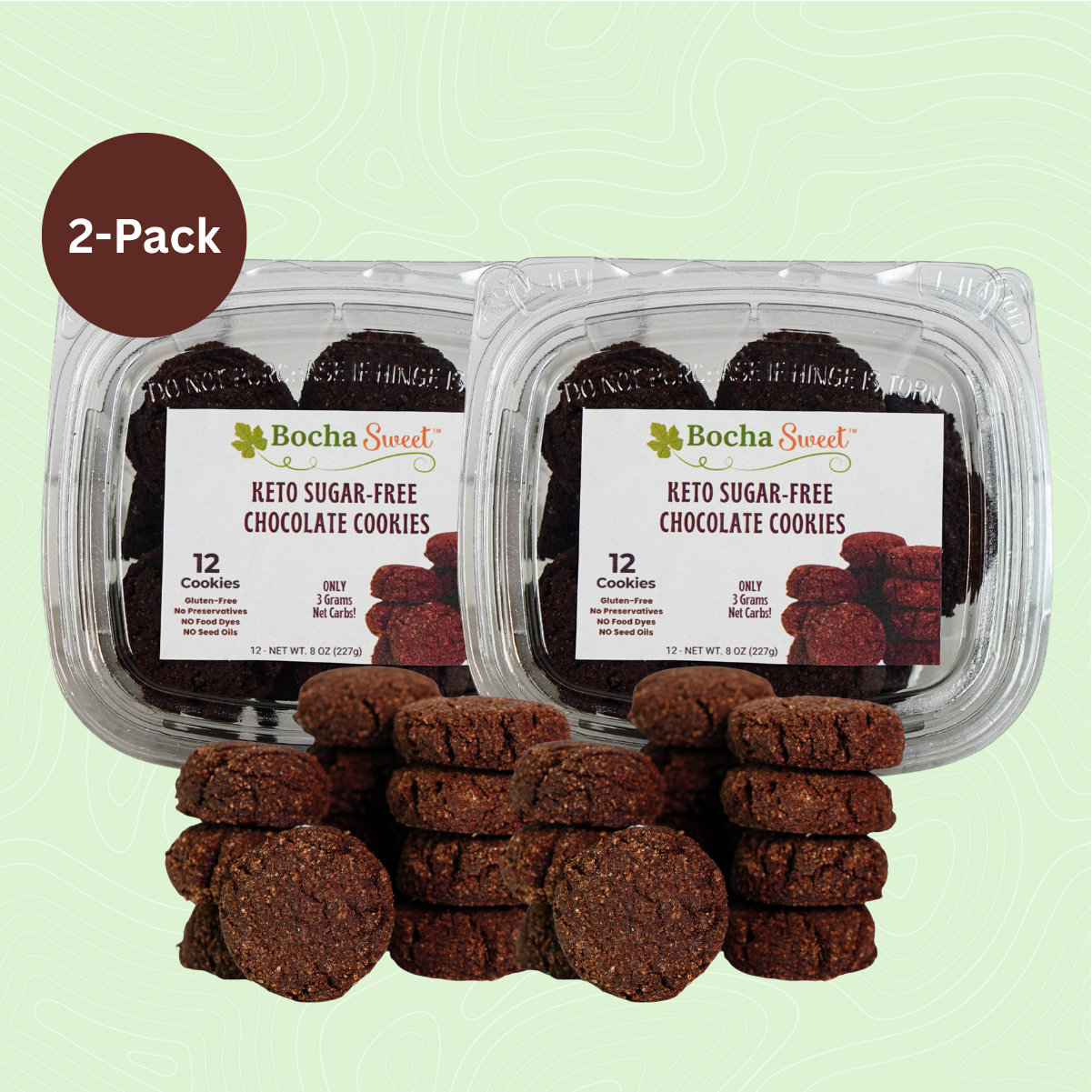 12 KETO CHOCOLATE COOKIES (GLUTEN FREE - 8 OZ)