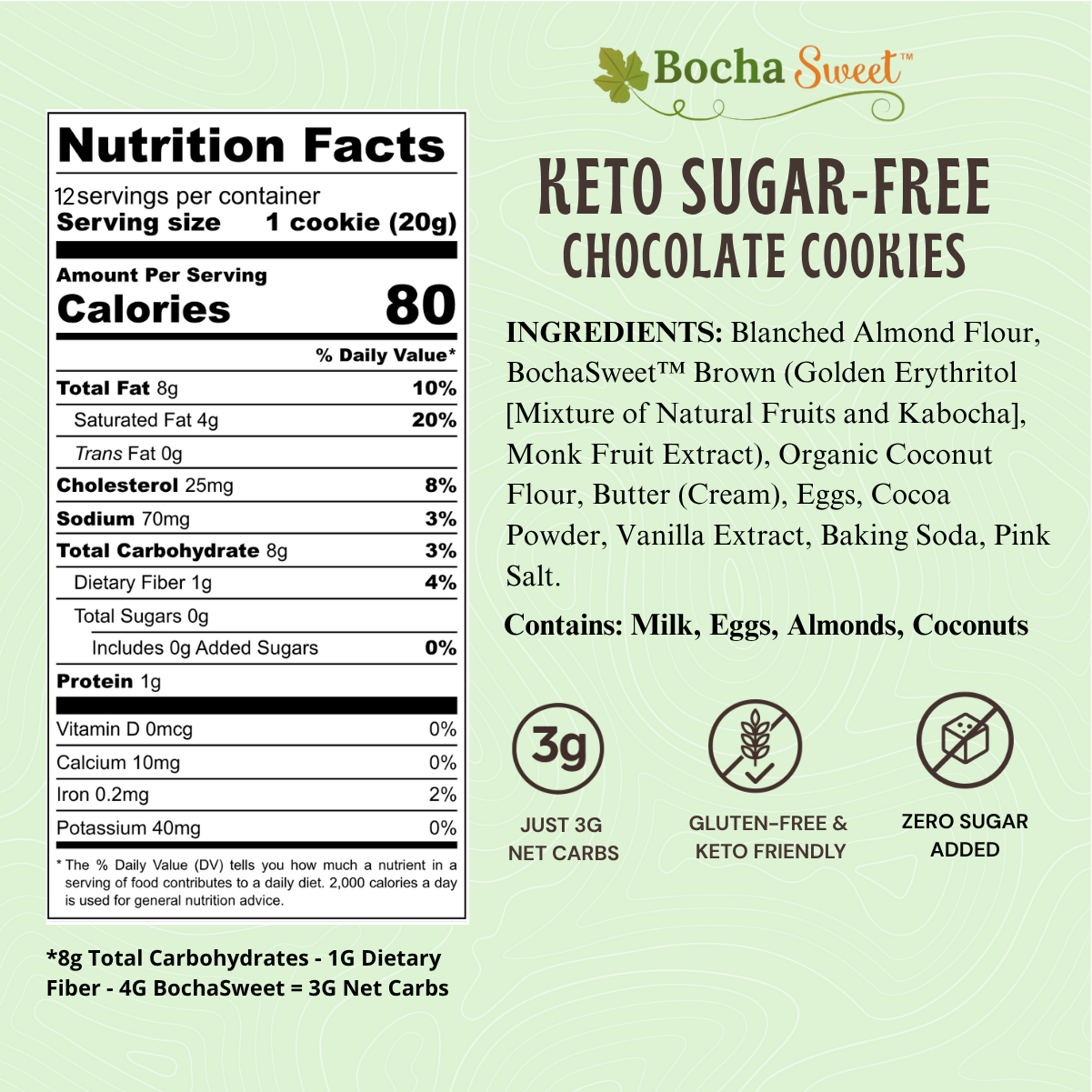 Keto Sugar Free Chocolate Cookies Nutrition Facts