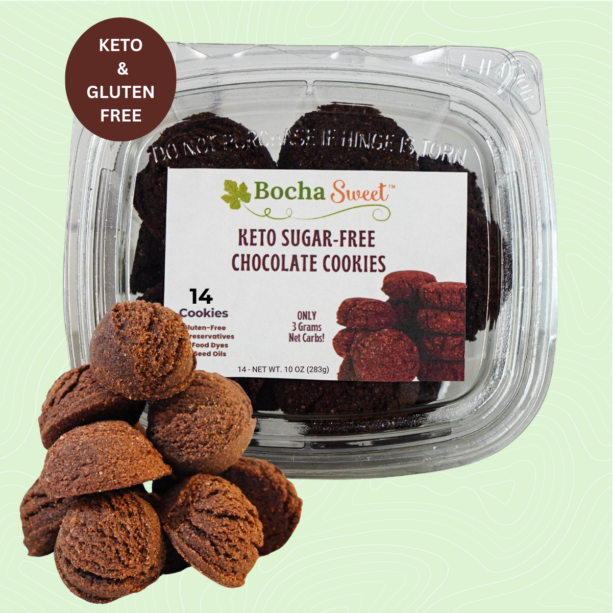 14 KETO CHOCOLATE COOKIES (GLUTEN FREE - 10 OZ)