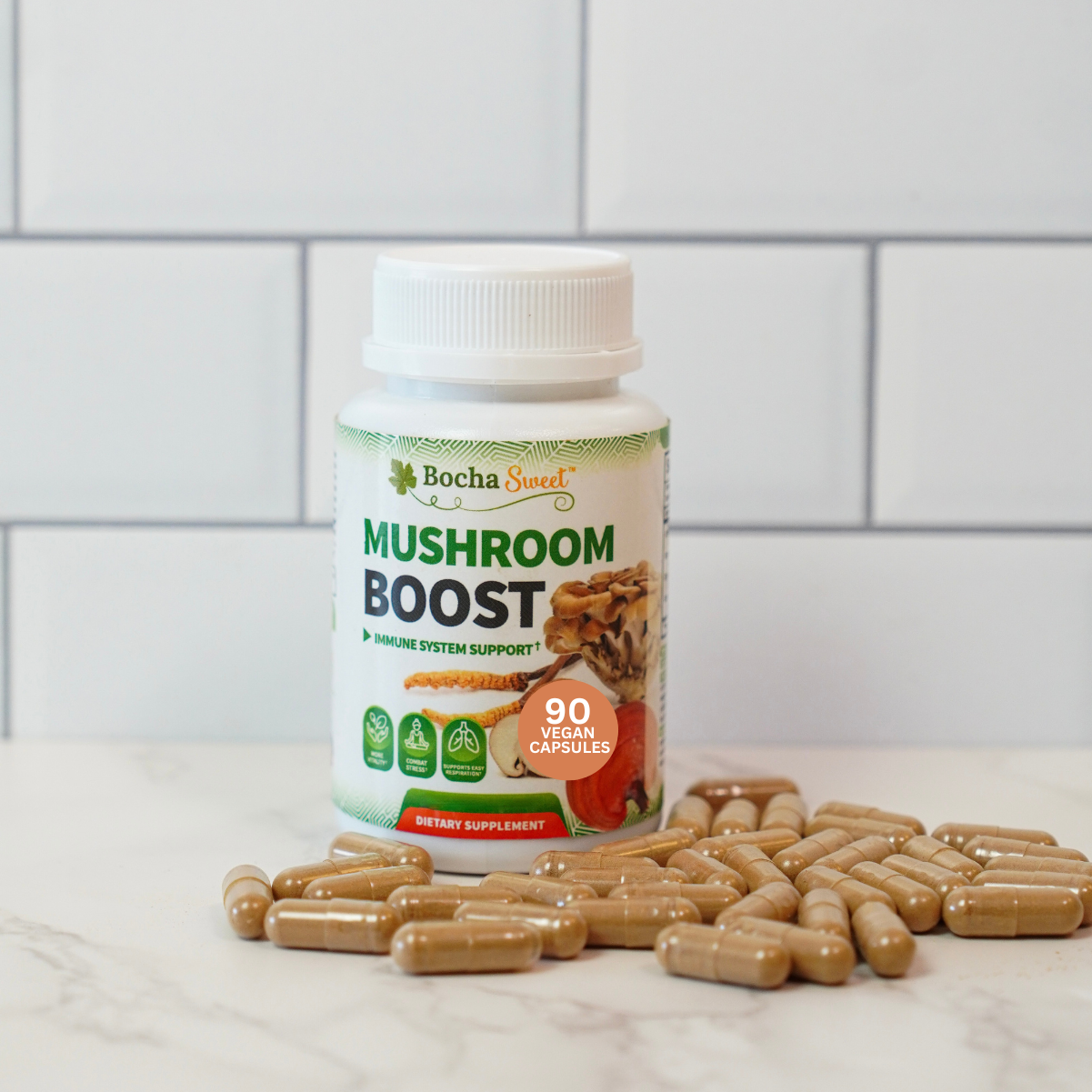 Mushroom Boost 90 vegan capsules with cordyceps, reishi, shiitake and maitake