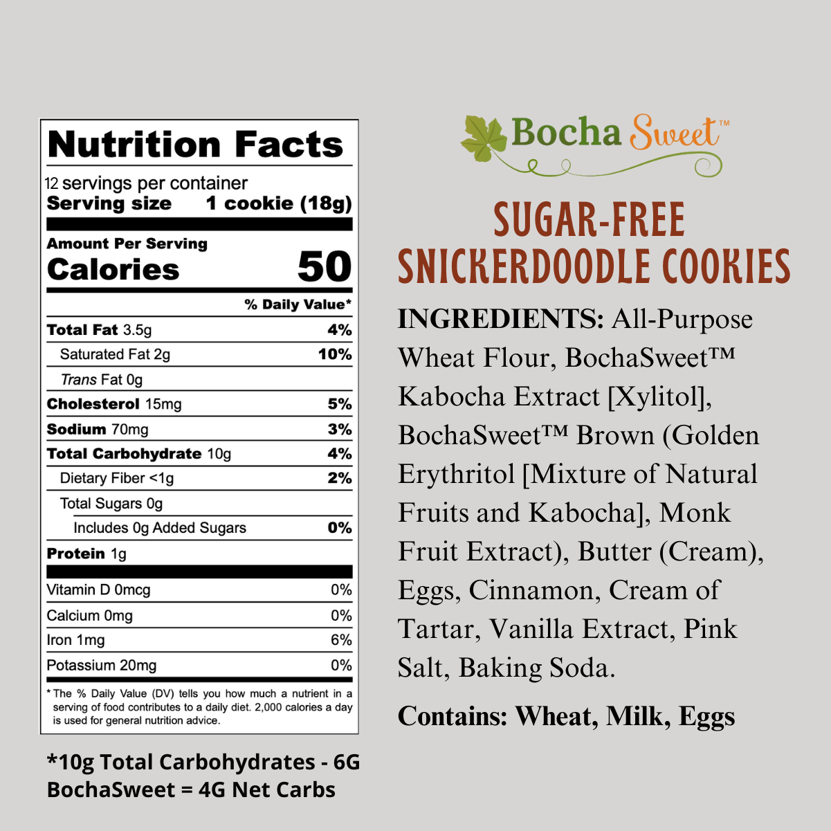 Sugar-Free Snickerdoodle Cookies Nutrition Facts