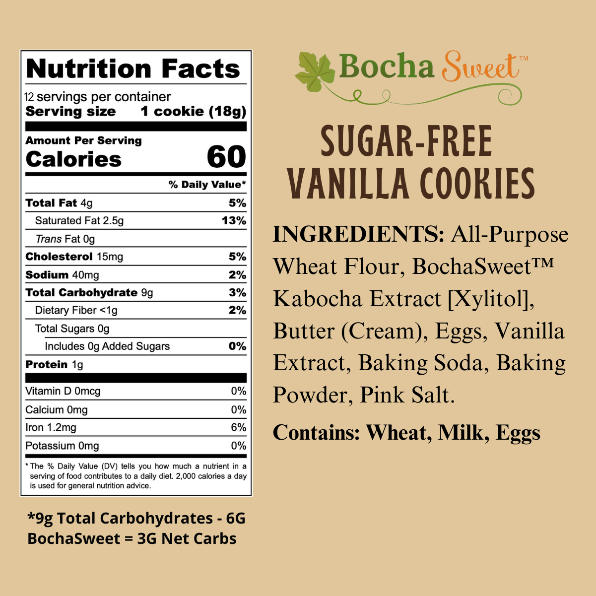 Sugar-Free Vanilla Cookies Nutrition Facts