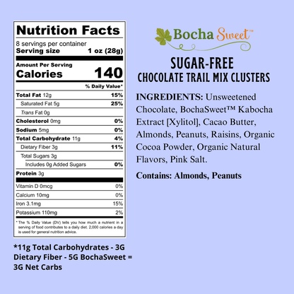 Sugar Free Chocolate Trail Mix Clusters Nutrition Facts