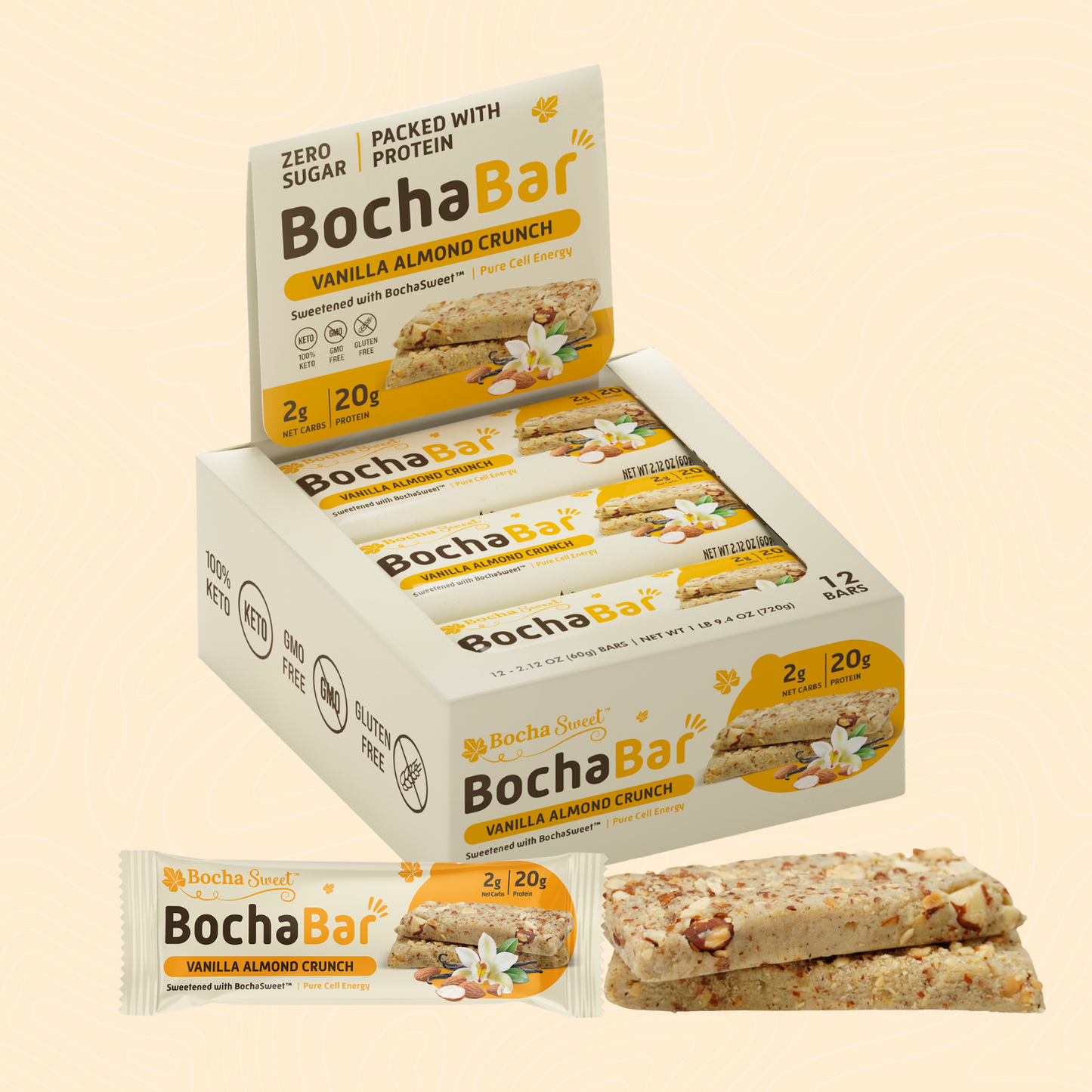 BOCHABAR - VANILLA ALMOND CRUNCH (BOX OF 12)